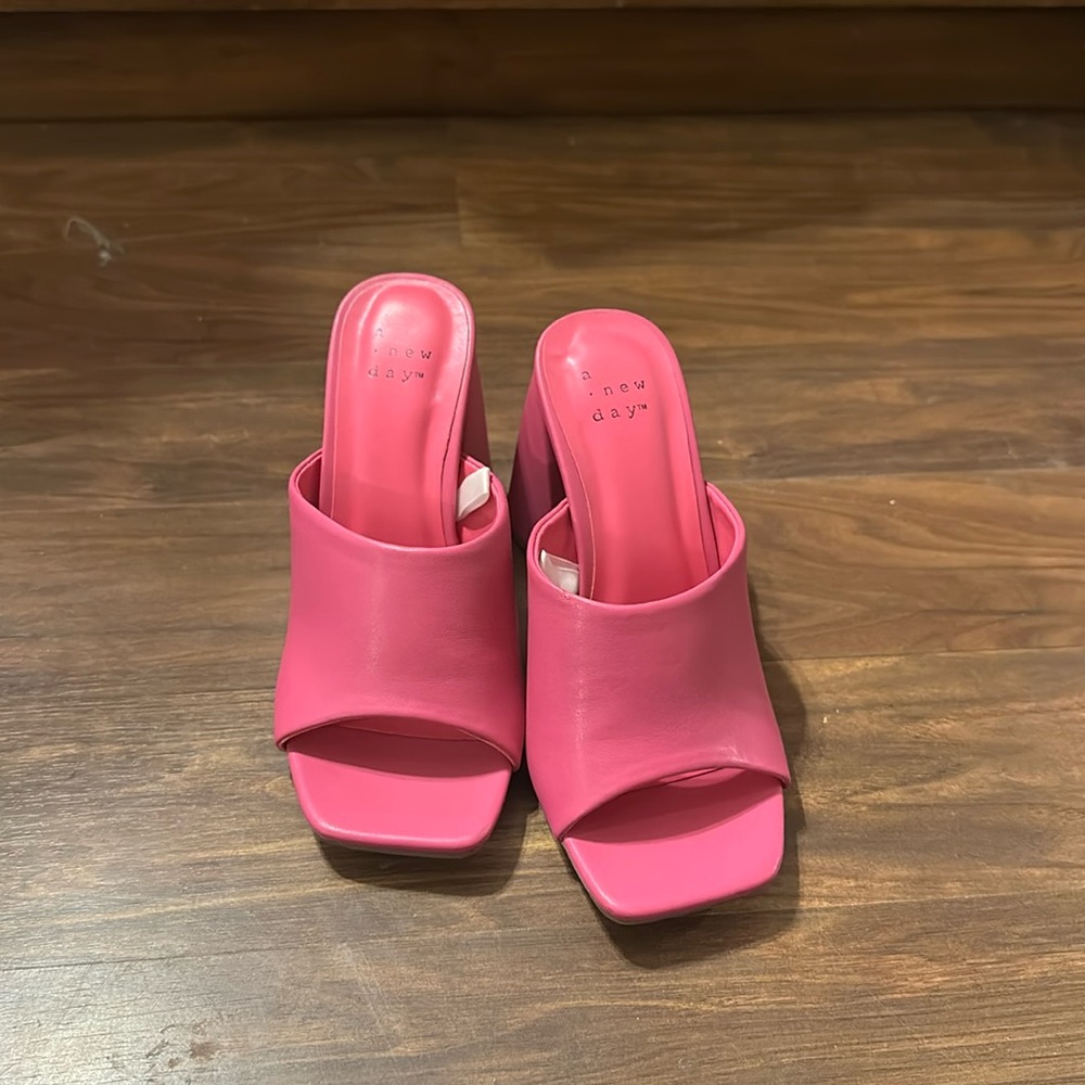 a new day Pink Heeled Mules